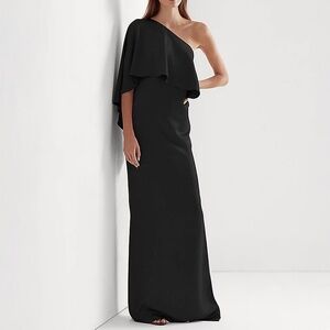 Lauren Ralph Lauren  - Satin One-Shoulder Cape Gown